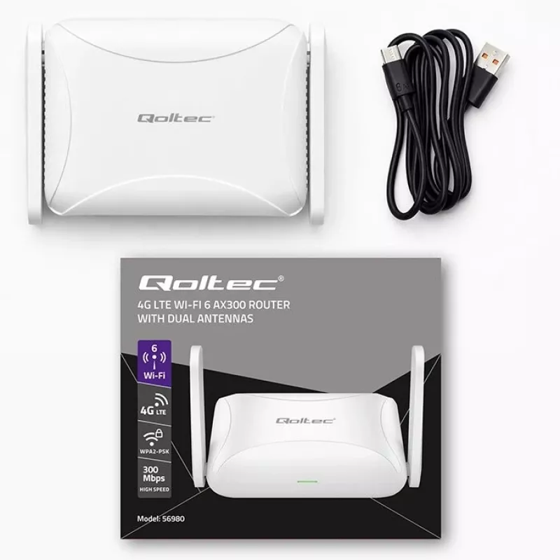 Ruuter QOLTEC 56980 — 4G LTE mobiiliruuter Wi‑Fi 6-ga