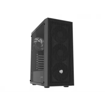 Fury Shobo SH8F Midi Tower arvutikorpus — must, aknaga, ilma toiteplokita, 2×USB 3.0, 1×USB 2.0, 2×heli, sisaldab 4×120 mm ventilaatorit