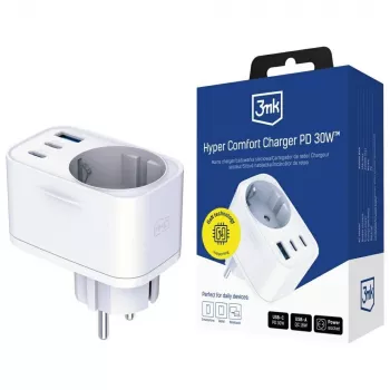 3MK Charger Comfort Charger GaN 30W Valge – USB toiteadapter, 30W GaN väljund