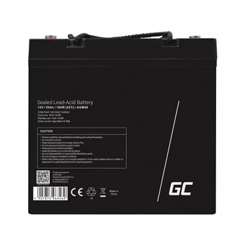 AGM-aku roheline Cell AGM49 55 Ah 12 V mere- ja vabaajakasutuseks