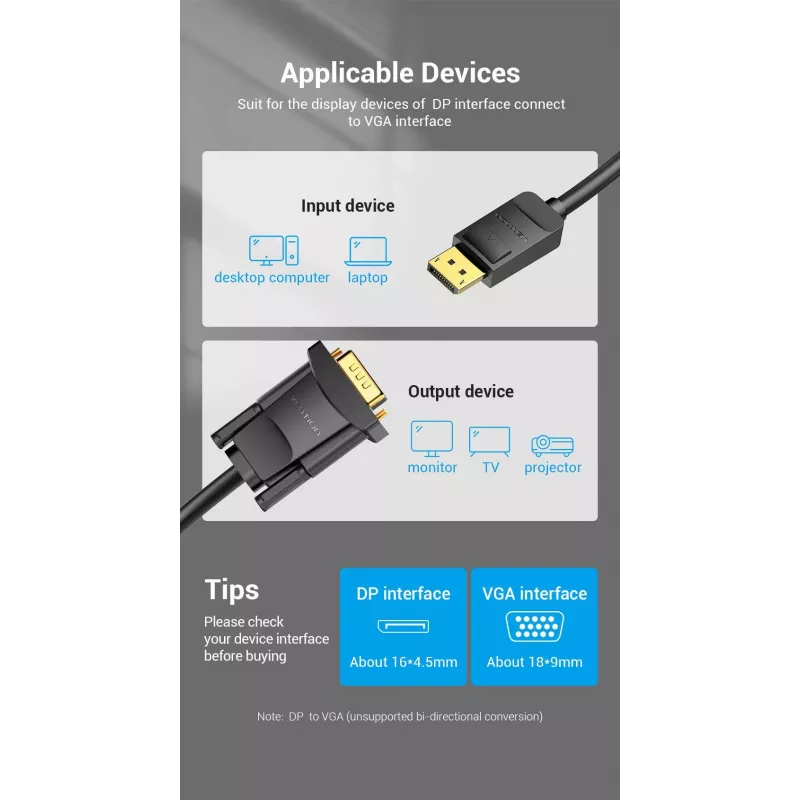 Kaabel DP-VGA 2M/MUST Hblbh Vention