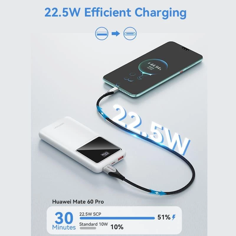 Akupank USB 10000MAH 22.5W/Must FHKB0 Vention