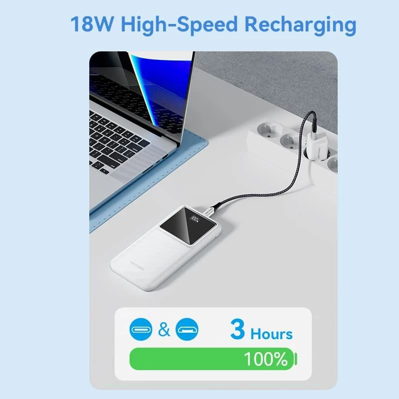 Akupank USB 10000MAH 22.5W/Must FHKB0 Vention