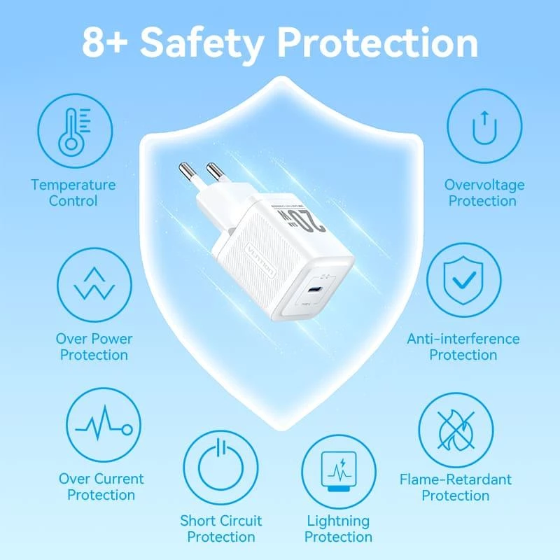 Seinale kinnitatav USB-C/20W mobiililaadija TZ-FEPW0-EU-02 Vention