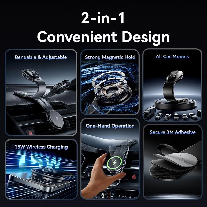Mobiililaadija auto MAGNETIC/WRL Must KSJB0 Vention