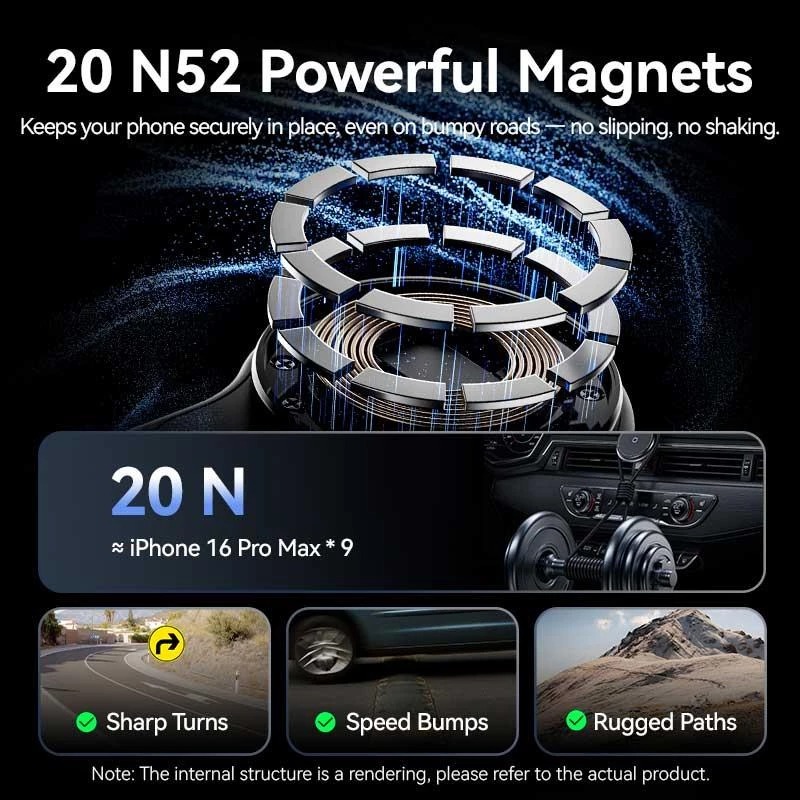 Mobiililaadija auto MAGNETIC/WRL Must KSJB0 Vention