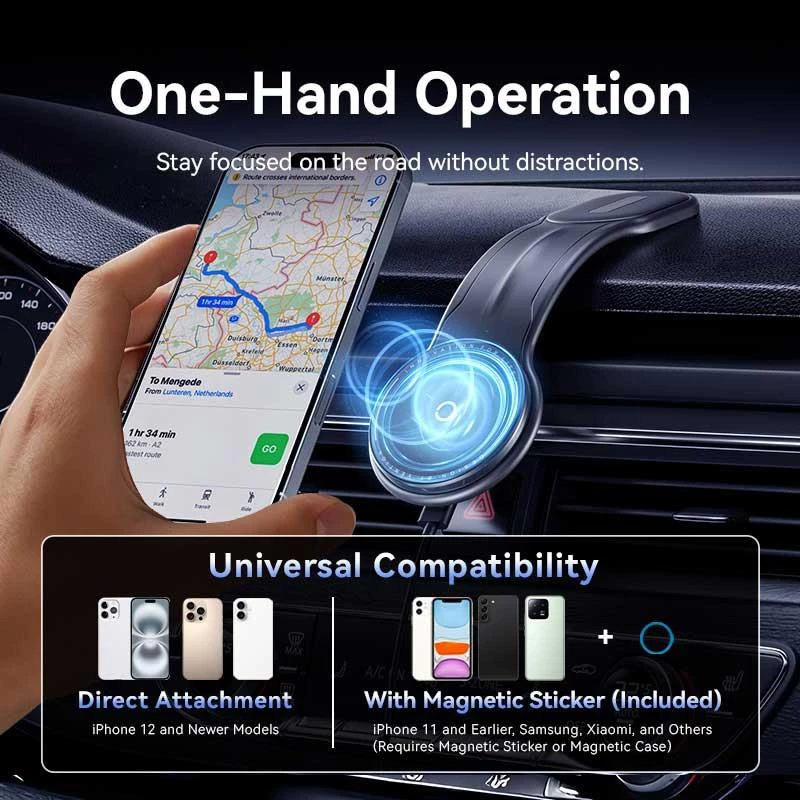 Mobiililaadija auto MAGNETIC/WRL Must KSJB0 Vention