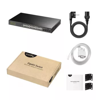 Hallatav L2 Gigabit Etherneti kommutaator Cudy GS2008S2 8 RJ-45 10/100/1000 pordi ja 2 SFP-ga, 1U riiulimontaaž, must