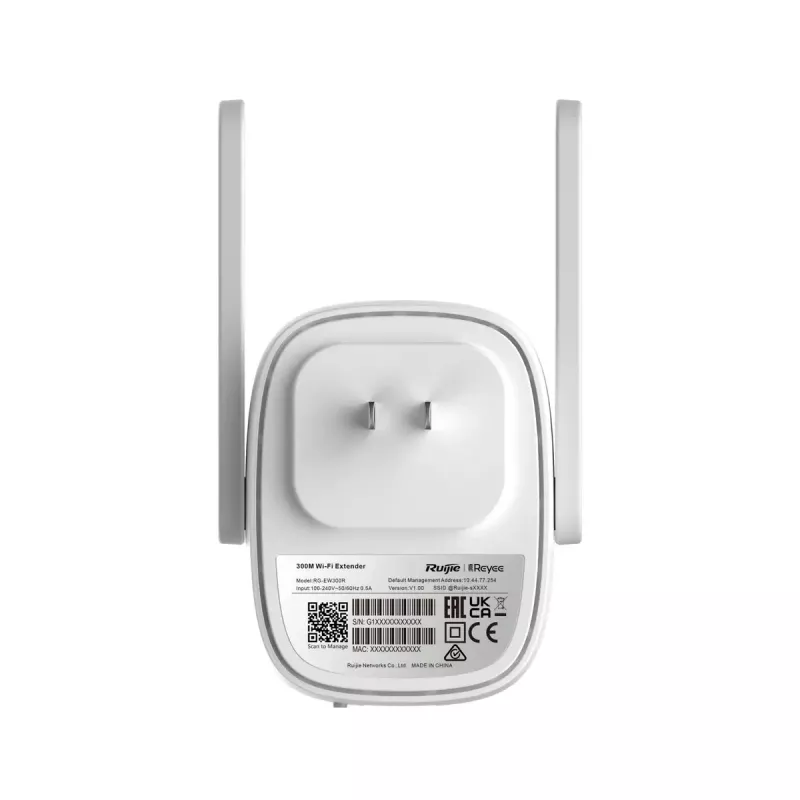 Ruijie RG-EW300R võrgusilma Wi‑Fi süsteem üheribaline 2,4 GHz Wi‑Fi 4 (802.11n) valge 1x väline antenn
