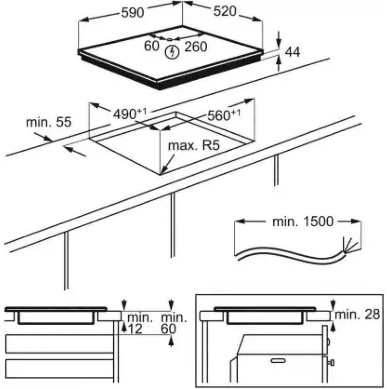 Sisseehitatud induktsioonpliit Electrolux EIT61443B, 4 tsooni, puutetundlik juhtimine