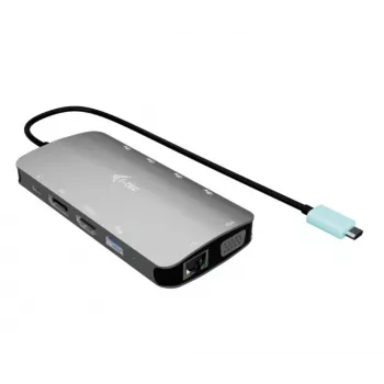 Dokkimisjaam ITEC i-tec USB-C Metal Nano 3x Display (DP, HDMI, VGA) Power Delivery 100 W, 4x USB-A, Gigabit Ethernet