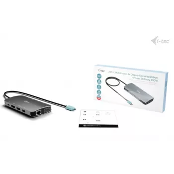 Dokkimisjaam ITEC i-tec USB-C Metal Nano 3x Display (DP, HDMI, VGA) Power Delivery 100 W, 4x USB-A, Gigabit Ethernet