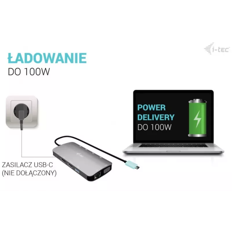 Dokkimisjaam ITEC i-tec USB-C Metal Nano 3x Display (DP, HDMI, VGA) Power Delivery 100 W, 4x USB-A, Gigabit Ethernet