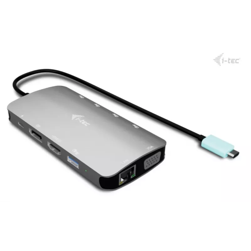 Dokkimisjaam ITEC i-tec USB-C Metal Nano 3x Display (DP, HDMI, VGA) Power Delivery 100 W, 4x USB-A, Gigabit Ethernet