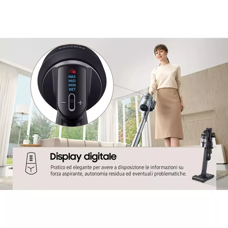 Püsttolmuimeja Samsung VS20C9554TK — aku, liitiumioon, 580 W, tolmukotita 0,8 L, tsüklon, must