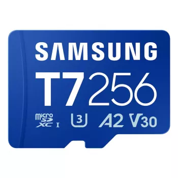 MicroSDXC mälukaart Samsung T7 256 GB UHS-I U3 V30 lugemine 170 MB/s Sinine