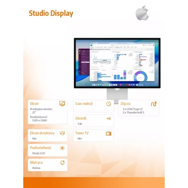 Monitor Apple Studio Display (standardklaas) kallutatava ja kõrgusega reguleeritava alusega