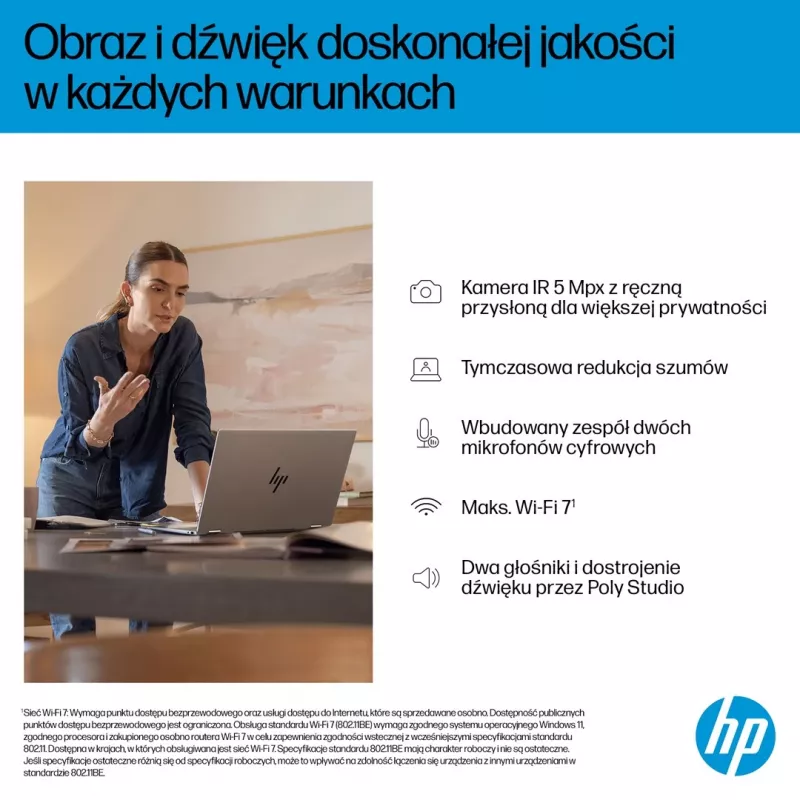 2-in-1 HP OmniBook X Flip NG AI 16-as0003nw sülearvuti, 16-tolline 3K OLED-puuteekraan, 32 GB muutmälu, 1 TB SSD, Windows 11 Home, Ultra 7 258V, Glacier Silver