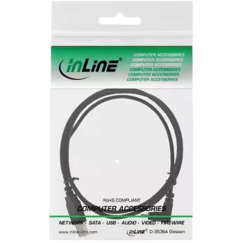 USB Type A-pistik / Mini-USB isane 5 pin allanurgas 90° must 0,3 m InLine 34203