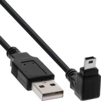 USB Type A-pistik / Mini-USB isane 5 pin allanurgas 90° must 0,3 m InLine 34203