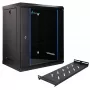 Extralink Lite 12U 530X400 SEINALE KINNITATAV Rackmount-kapp Must riiuliga