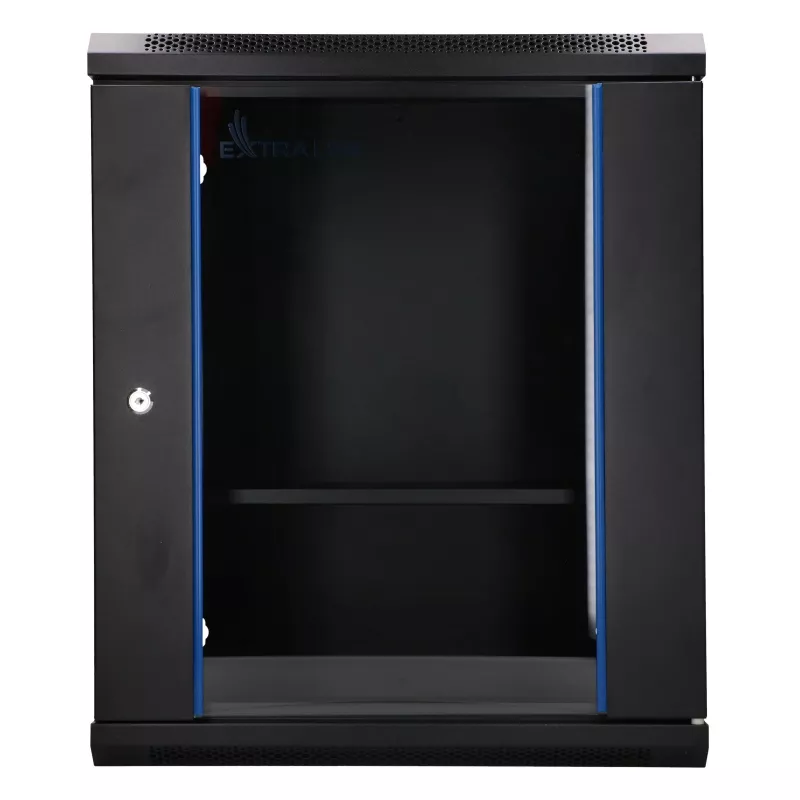 Extralink Lite 12U 530X400 SEINALE KINNITATAV Rackmount-kapp Must riiuliga
