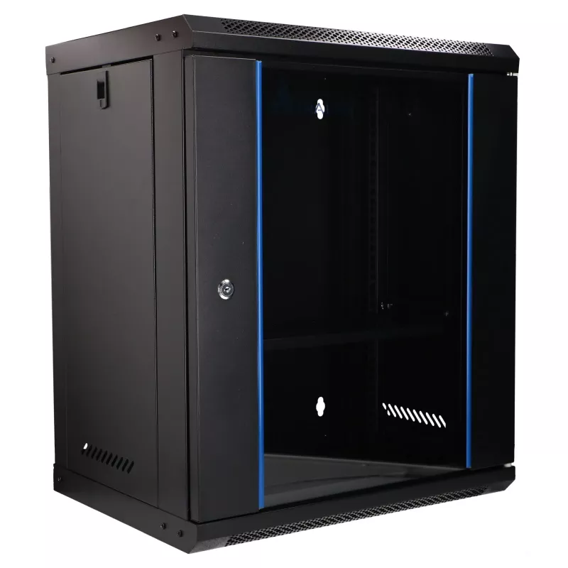 Extralink Lite 12U 530X400 SEINALE KINNITATAV Rackmount-kapp Must riiuliga