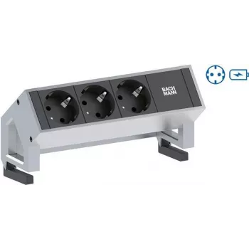 BACHMANN DESK2 1x maandatud pistik 1x USB-laadija roostevaba teras (902.5712)