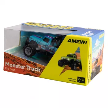 RC Monster Truck Amewi DieCast 1:64 RTR Sinine – survevalatud 1:64 mõõtkavas, sõiduvalmis