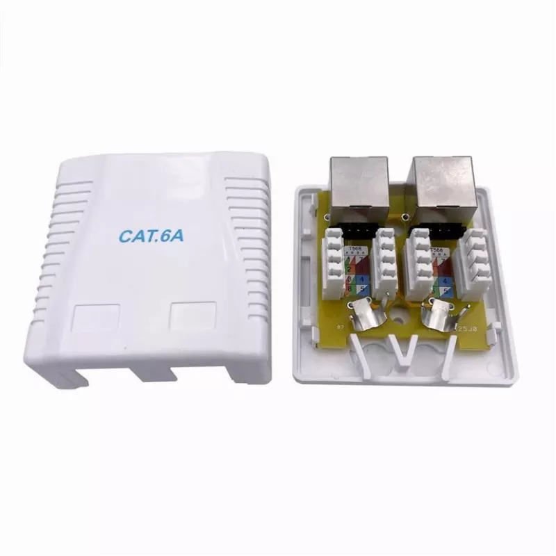 Seinale paigaldatav varjestatud võrgupesa GEMBIRD Gniazdo natynkowe 2×RJ45 Cat6A FTP