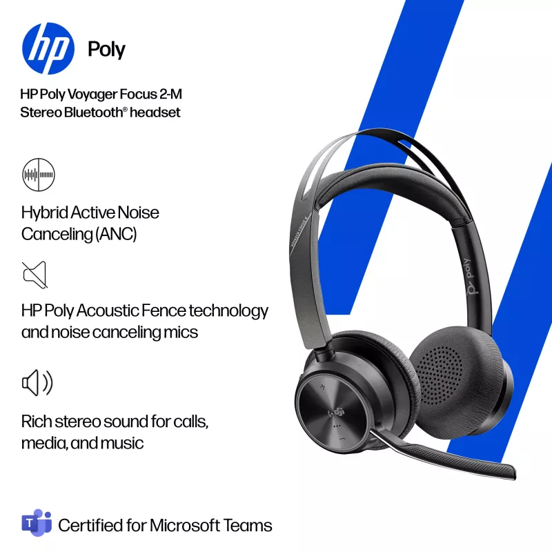 HP Poly Voyager Focus 2-M USB-C-C Peakomplekt USB-C/A adapter Poly+ 3 aastat