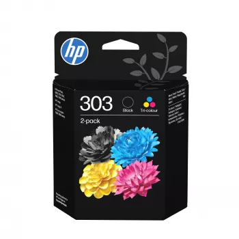 HP 303 2-pakendis must/kolmvärviline originaal tindikassetid, standardmahuga, must, tsüaansinine, fuksiinpunane, kollane, pigmendipõhine tint, värvainepõhine tint, 4 ml, 4 ml