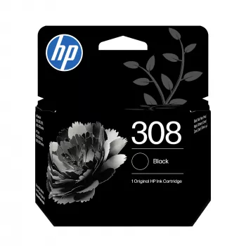 Tindikassett HP 308 Must Originaal — pigmendipõhine must, standardmahuga, üksikpakend, 160 lehekülge