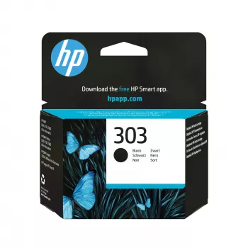 Tindikassett HP 303 Must Originaal — pigmendipõhine must tint, standardmaht, üksikpakend, ~200 lehekülge