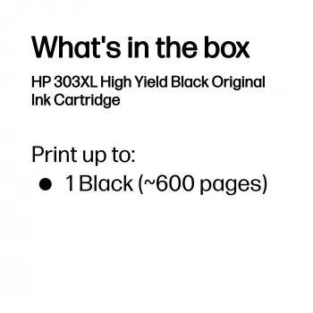 HP 303XL suure mahutavusega must originaal tindikassett, suur, must, pigmendipõhine tint, 12 ml, 1 tk, 600 lehekülge
