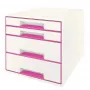 Leitz WOW Cube 4-sahtliga sahtlikapp, 4 sahtlit, Plast, Roosa, Valge, 1 tk, 287 mm, 270 mm