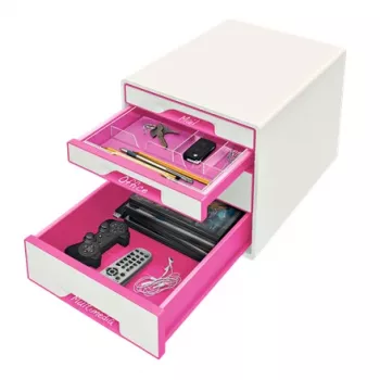 Leitz WOW Cube 4-sahtliga sahtlikapp, 4 sahtlit, Plast, Roosa, Valge, 1 tk, 287 mm, 270 mm