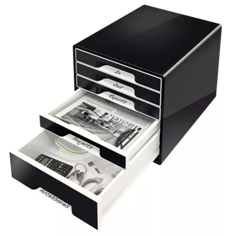 Leitz Desk Cube 5-sahtliga, 5 sahtlit, plastik, must, 1 tk, 270 mm, 287 mm