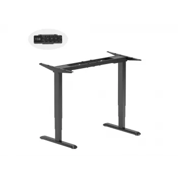 Elektriline istuva-tõusva laua raam EQUIP ERGO, 2 jalga, reguleeritav 100–170 cm laius, 600 mm sügavus, 125 kg kandevõime, must