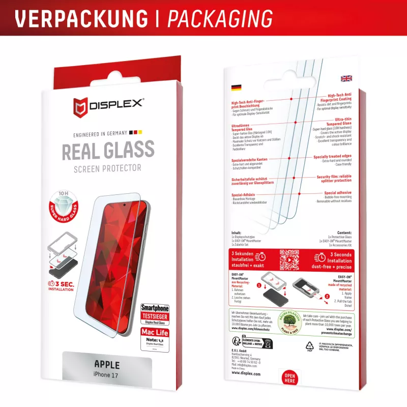 Displexi ekraanikaitse (10H) Apple iPhone 17-le, kriimustuskindel