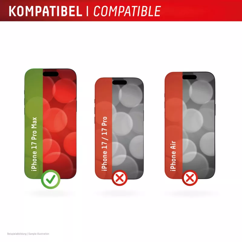 Ekraanikaitse e.v.i. Displex Premium iPhone 17 Pro Max jaoks koos Mount Masteriga (kriimustus- ja mustusekindel, läbipaistev/must)