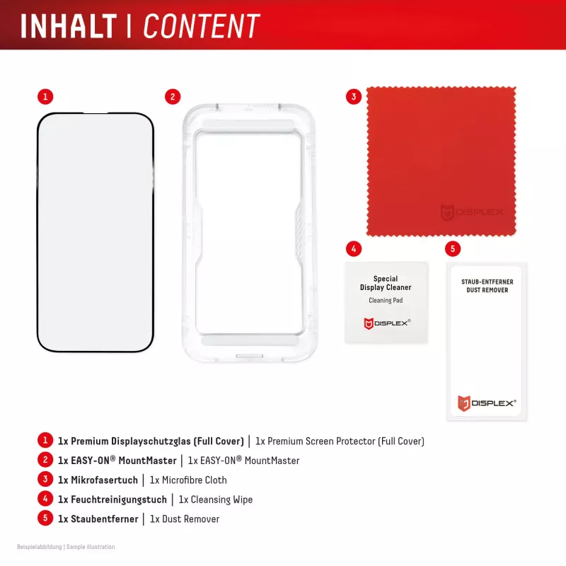 Ekraanikaitse e.v.i. Displex Premium iPhone 17 Pro Max jaoks koos Mount Masteriga (kriimustus- ja mustusekindel, läbipaistev/must)