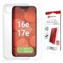 Ekraanikaitse ja ümbris e.v.i. Displex Apple iPhone 16e/17e jaoks, karastatud klaas, läbipaistev, kriimustuskindel