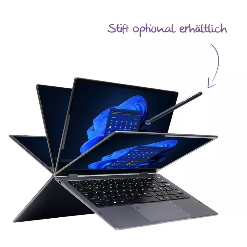 TERRA Mobile 360-13R Intel® Core™ i5 i5-1334U sülearvuti 33,8 cm (13,3-tolline) puuteekraan Full HD 16 GB DDR4-SDRAM 512 GB SSD Wi-Fi 6 (802.11ax) Windows 11 Pro saksa antratsiit