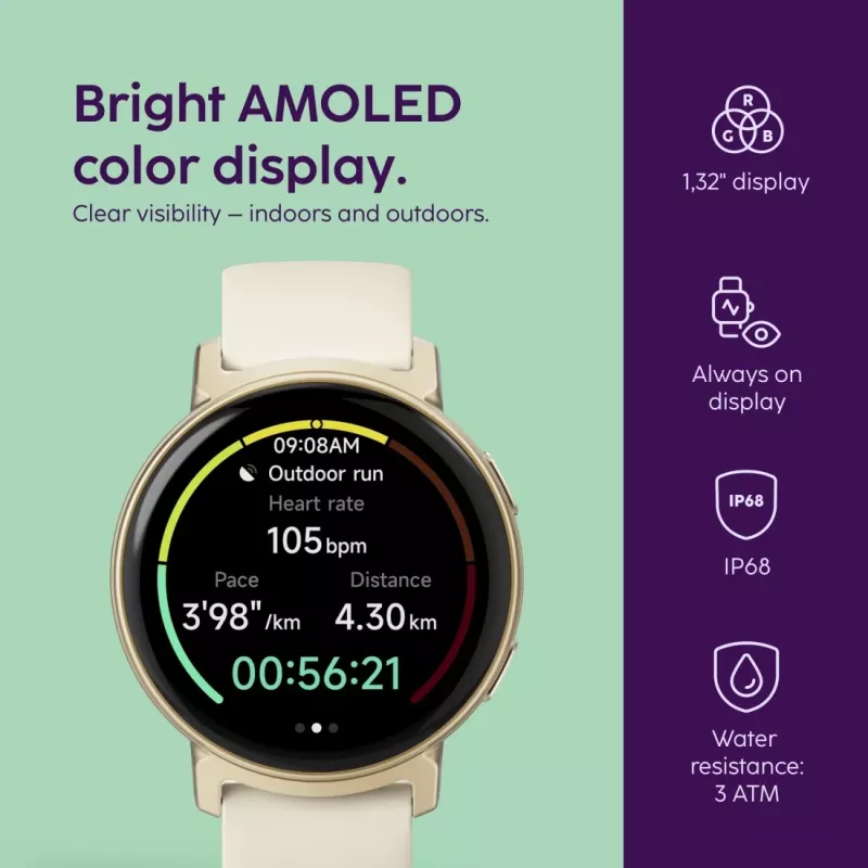 Hama Arion 3,35 cm (1,32-tolline) AMOLED 43 mm Digitaalne 466 x 466 pikslit Puuteekraan Kuldne GPS (satelliit)