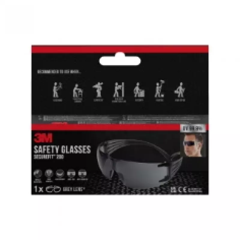 3M SecureFit Schutzbrille 200, graues Glas kaitseprillid polükarbonaat (PC) hall