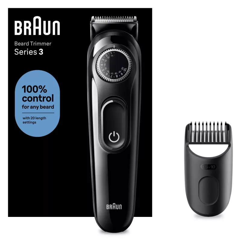 Braun BeardTrimmer 3 Beard Trm 3 BT3400, pestav, aku, must