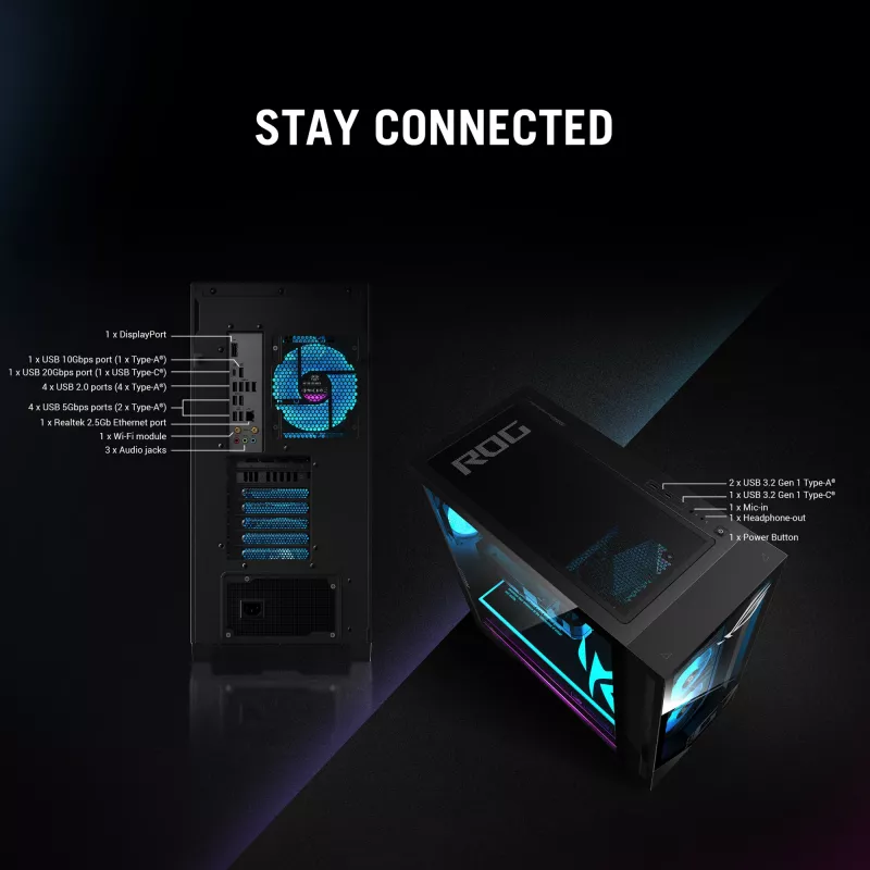 ASUS ROG G700 GM700TZ-R8400F004WS AMD Ryzen™ 5 8400F 32 GB DDR5-SDRAM 1 TB SSD NVIDIA GeForce RTX 5060 Ti Windows 11 Home tornarvuti Must
