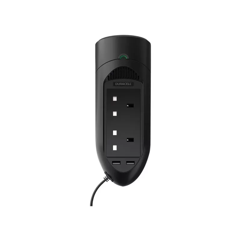Duracell 175W Twin UK Socket Inverter, Universal, Auto, 12 V, 175 W, 12 V, DC-to-AC