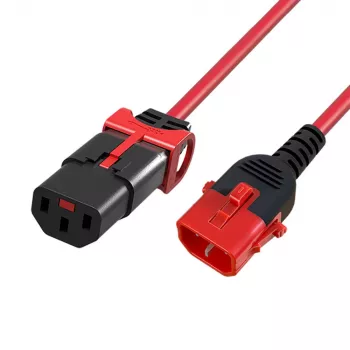 ACT toitekaabel C13 IEC Lock+ - C14 IEC Lock topeltlukustusega punane 0.50 m, PC3613